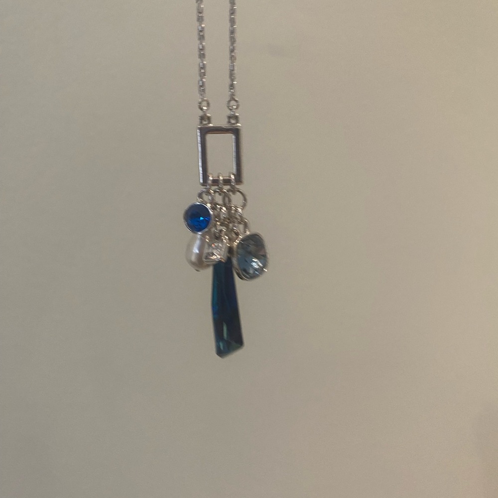 Touchstone Crystal Silver Necklace with Blue Accents